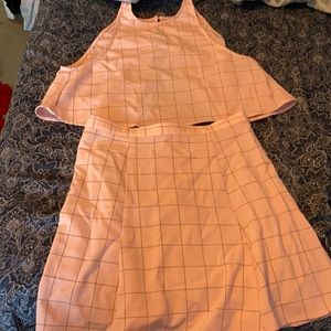 Pink plaid two piece